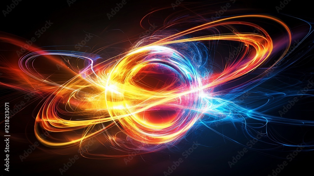 Abstract swirling energy, vibrant light trails, fiery and icy colors. Abstract swirling energy, vibrant light trails, fiery and icy colors.