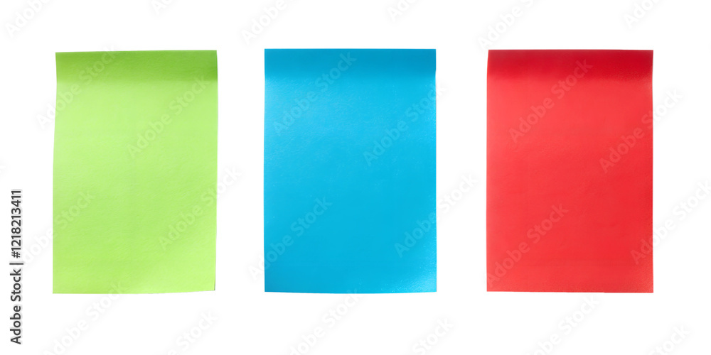 Fototapeta premium green, blue, and red post note paper sticker set cut out