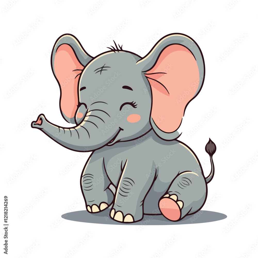 Fototapeta premium Cute Elephant Cartoon Vector Icon Illustration Animal Sport Icon Isolated Flat vector illustration
