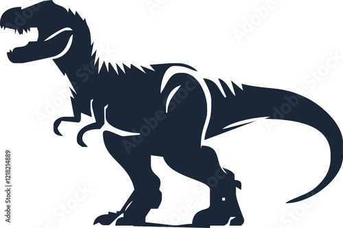 T-rex tyrannosaurus silhouette. Vector illustration growling screaming tyrannosaurus rex dinosaur silhouette isolated.dinosaur Raptor Ancient Animals Logo Design.Tyrannosaurus T Rex Emblem.