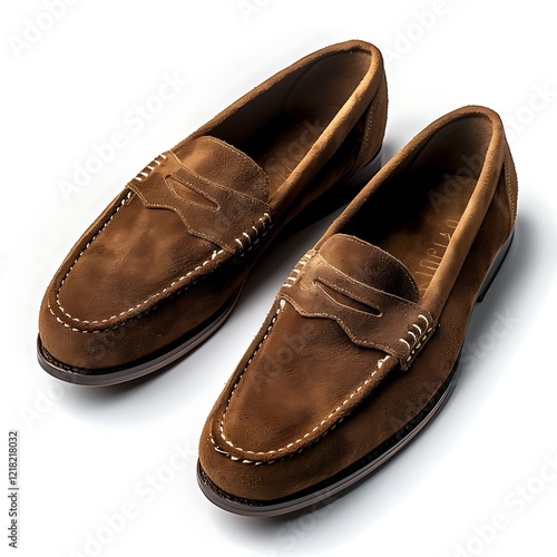 Wallpaper Mural Brown suede loafers shoes isolated on white background Torontodigital.ca