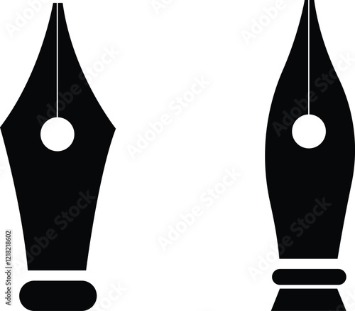 Pen nib icon set.fountain pen tool icon. vector element can be used for nib feather pen designed concept from education collection.Fountain pen nib glyph vector, sign, symbol, logo, illustration.