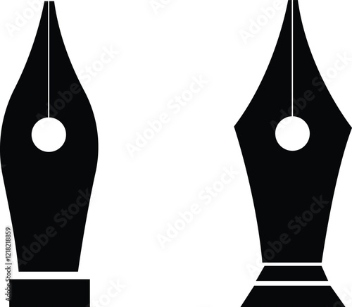 Pen nib icon set.fountain pen tool icon. vector element can be used for nib feather pen designed concept from education collection.Fountain pen nib glyph vector, sign, symbol, logo, illustration.