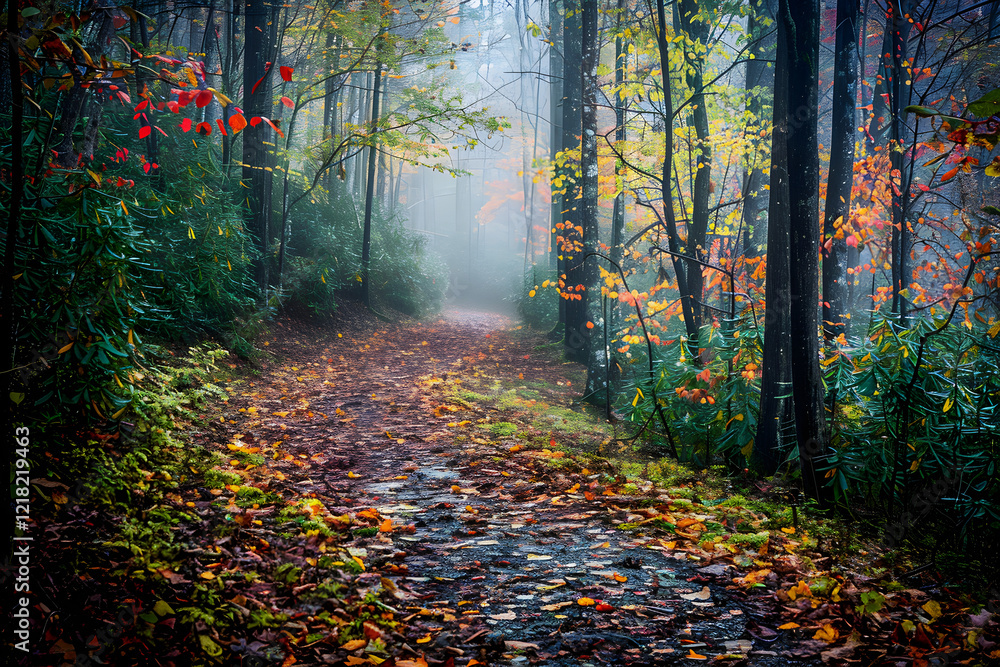 An Autumn Morning on a Tranquil North Carolina Hiking Trail An Autumn Morning on a Tranquil North Carolina Hiking Trail