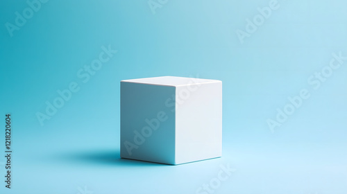 white box on blue background