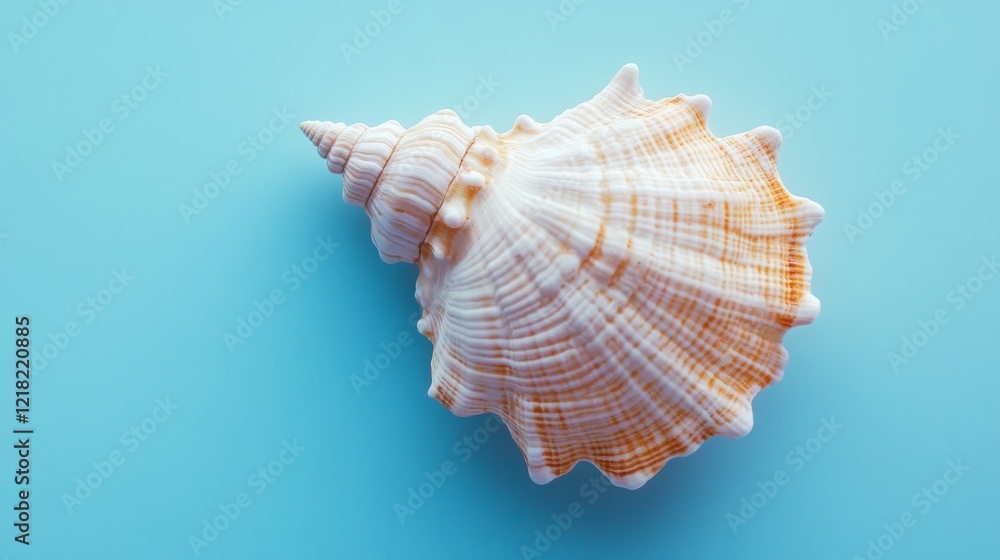 Obraz premium Single Seashell on a Light Blue Background