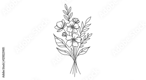 Wallpaper Mural Minimalist line art of flowers and leaves in black and white, perfect for modern designs Torontodigital.ca