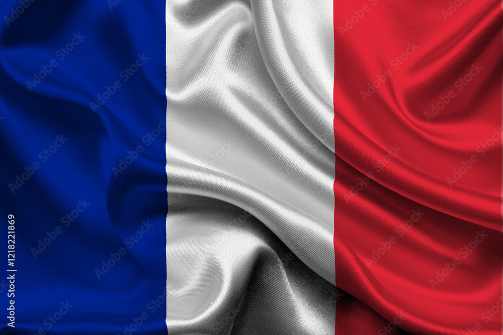 High detailed flag of France. National France flag. Europe. 3D illustration. High detailed flag of France. National France flag. Europe. 3D illustration.