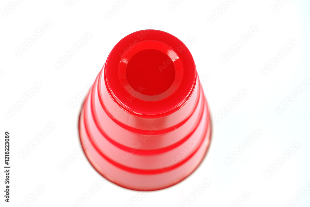red plastic cup isolated on white background red plastic cup isolated on white background