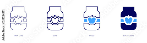 Babyfood icon in 4 different styles. Thin Line, Line, Bold, and Bold Line. Duotone style. Editable stroke