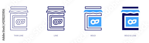 Jam flavors icon in 4 different styles. Thin Line, Line, Bold, and Bold Line. Duotone style. Editable stroke