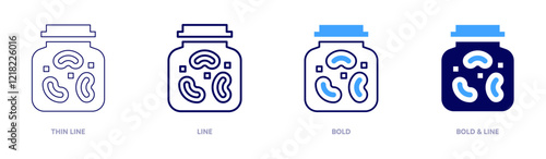 Jam production icon in 4 different styles. Thin Line, Line, Bold, and Bold Line. Duotone style. Editable stroke