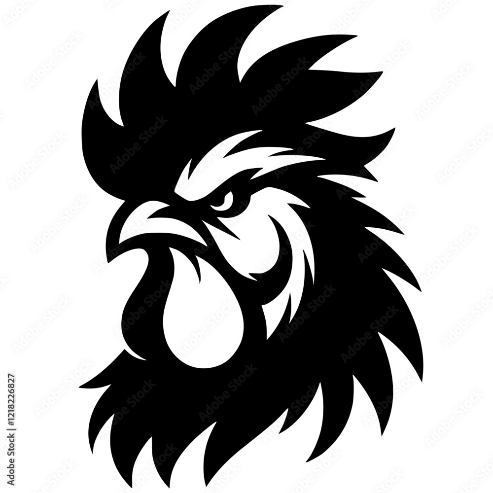 Obraz premium Silhouette portrait of an angry rooster