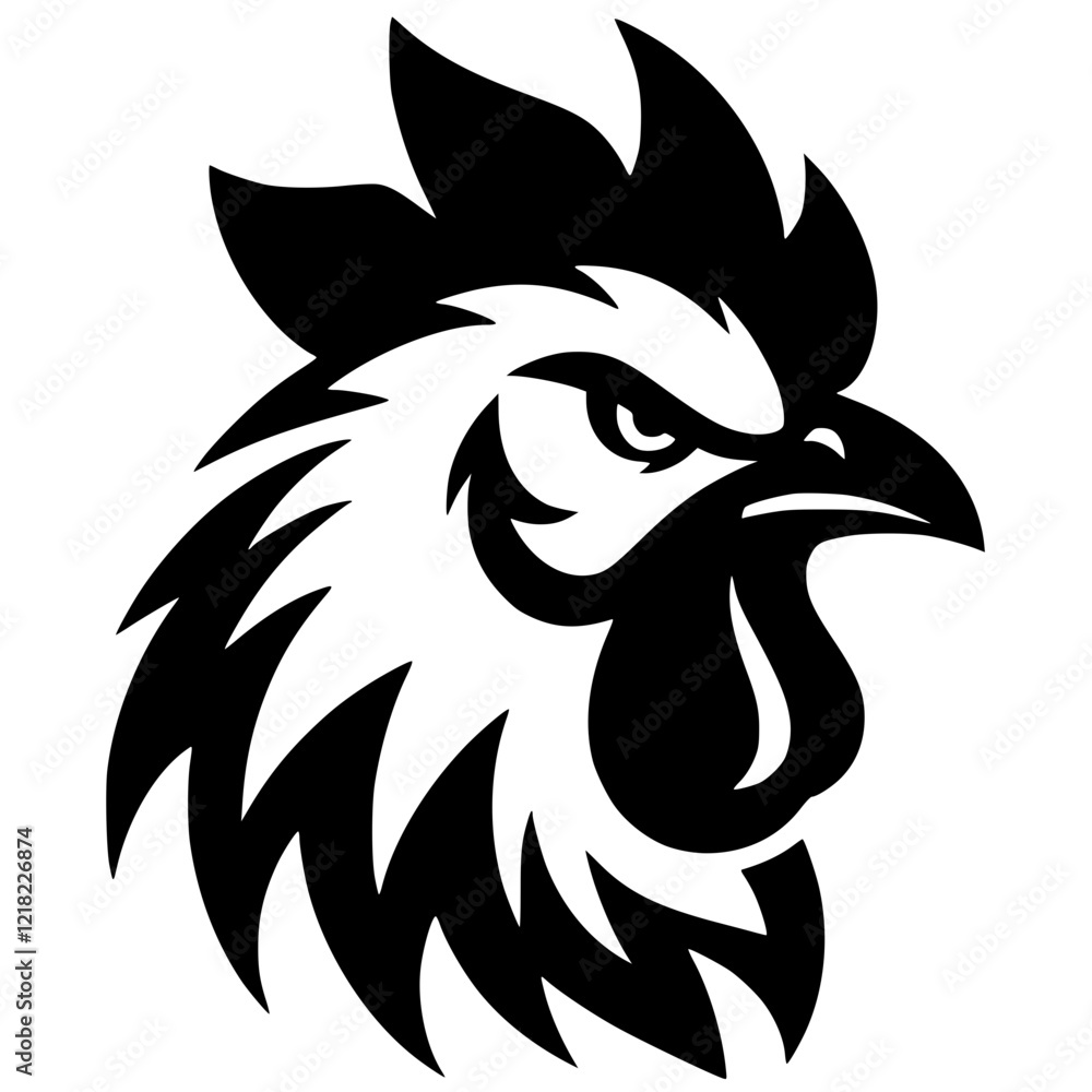 Obraz premium Silhouette portrait of an angry rooster