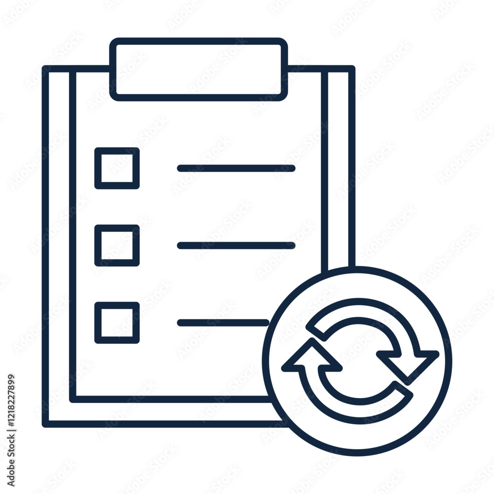 Clipboard with Sync Icon. Order Synchronization and Inventory Update Icon. Illustration for Logistics Concept. Clipboard with Sync Icon. Order Synchronization and Inventory Update Icon. Illustration for Logistics Concept.