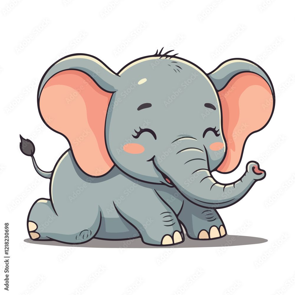 Naklejka premium Cute Elephant Cartoon Vector Icon Illustration Animal Sport Icon Isolated Flat vector illustration
