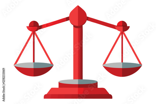 Illustration of a balanced   scale white background
