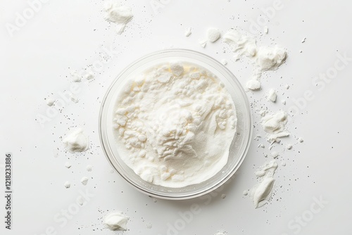 Calcium carbonate powder isolated on white background photo