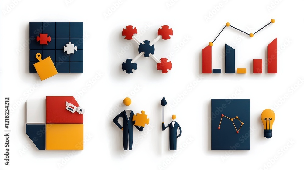 Fototapeta premium Building effective teams through puzzle piece collaboration office setting visual icons creative environment team dynamics teamwork concept