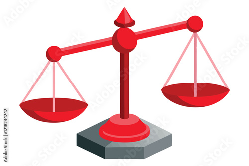 Illustration of a balanced   scale white background
