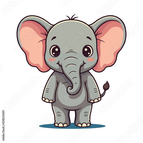 Cute Elephant Cartoon Vector Icon Illustration Animal Sport Icon Isolated Flat vector illustration photo