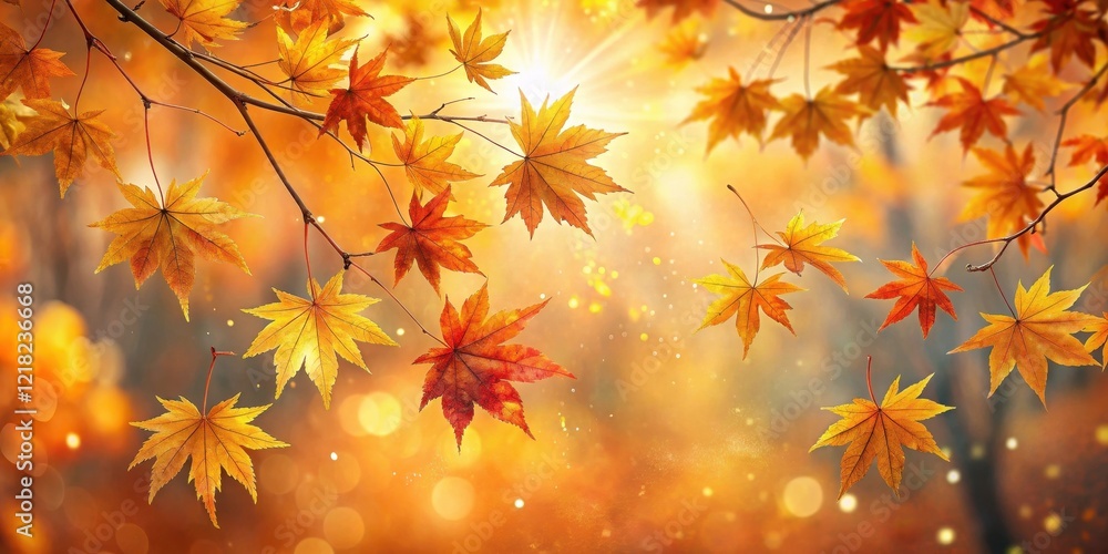 Golden Autumn Leaves Shimmering in the Warm Sunlight, a Peaceful and Serene Fall Scene of Nature's Beauty Golden Autumn Leaves Shimmering in the Warm Sunlight, a Peaceful and Serene Fall Scene of Nature's Beauty