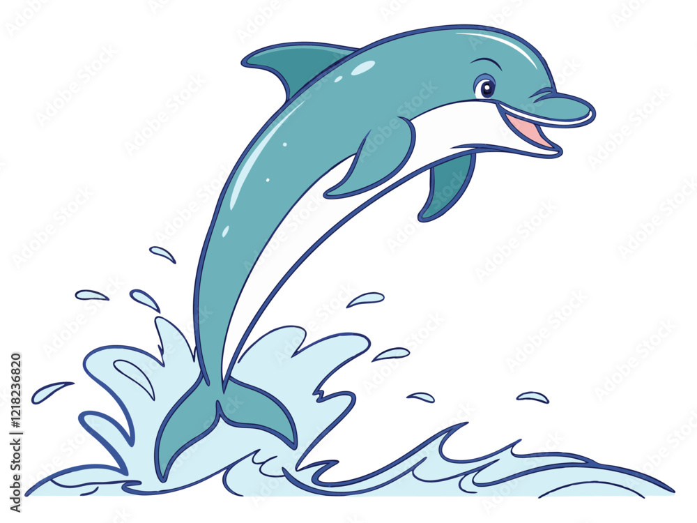 Naklejka premium Unique Dolphin Artwork in Vector Format on White