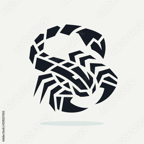 A sleek scorpion logo crafted from bold stylized fragments, blending simplicity, elegance, and modern aesthetics.
