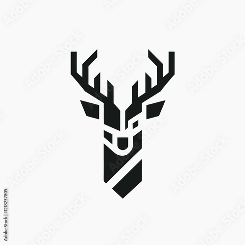 Geometric Deer Head Logo Design with Antlers.