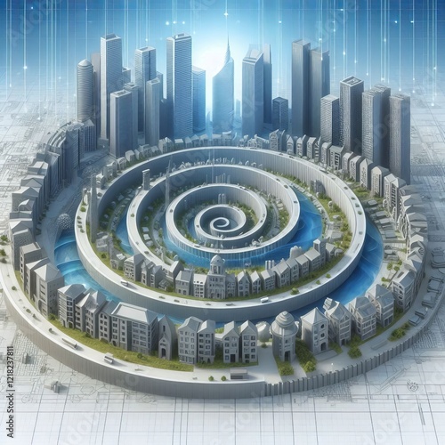 Spiral with Buildings Buildings representing architectural devel photo