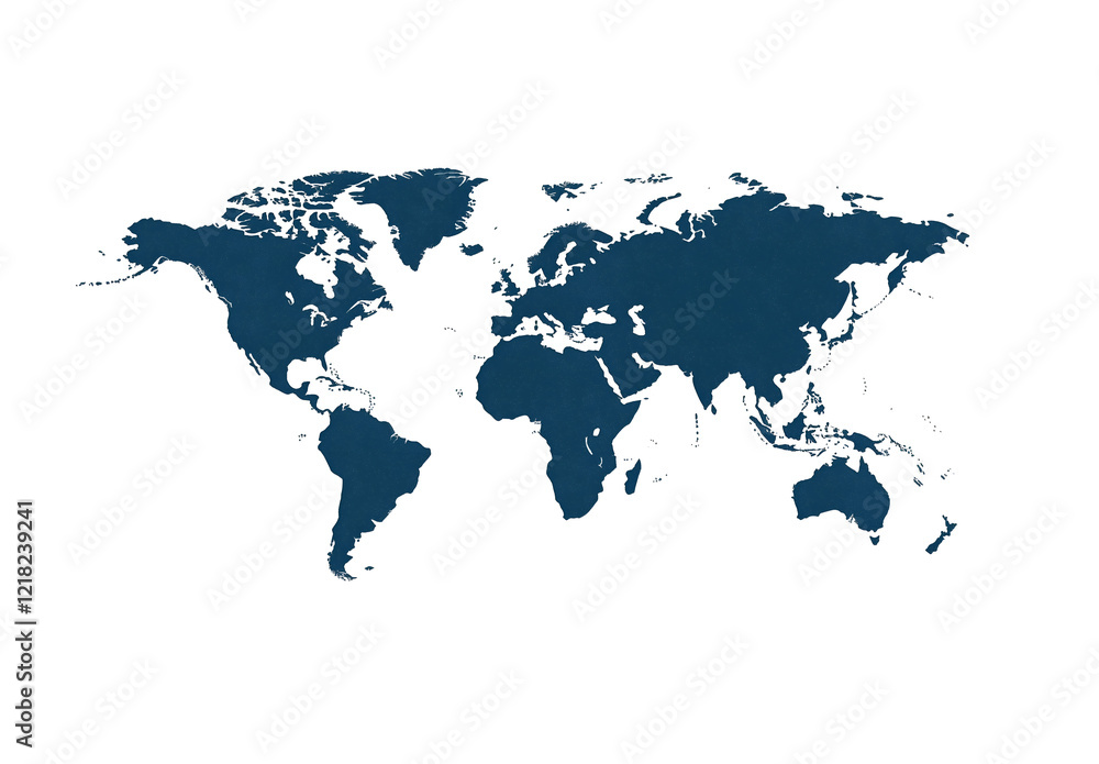 Obraz premium navy blue silhouette of the world map, on a white background