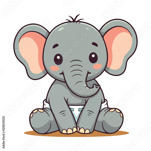 Cute Elephant Cartoon Vector Icon Illustration Animal Sport Icon Isolated Flat vector illustration photo