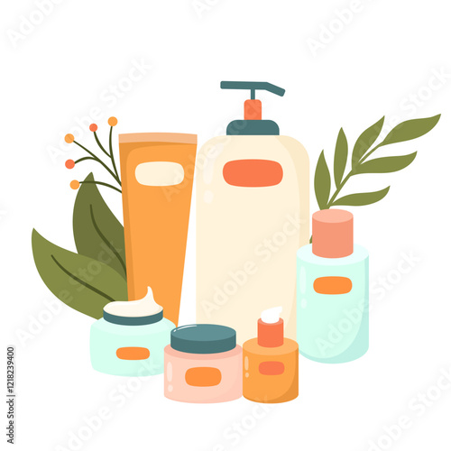 Set of Skincare Product. Skincare Bottle Product Illustration