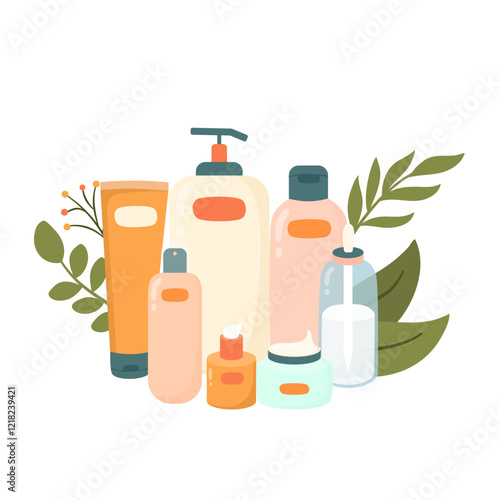 Set of Skincare Product. Skincare Bottle Product Illustration