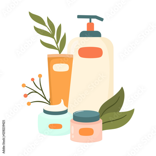 Set of Skincare Product. Skincare Bottle Product Illustration