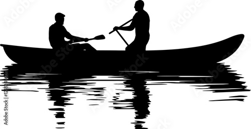 people on canoe silhouette