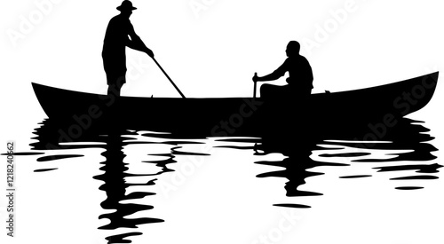 people on canoe silhouette