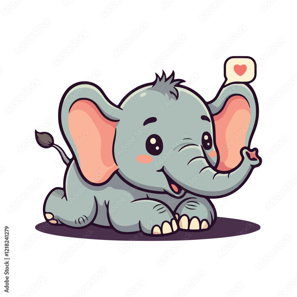 Fototapeta premium Cute Elephant Cartoon Vector Icon Illustration Animal Sport Icon Isolated Flat vector illustration