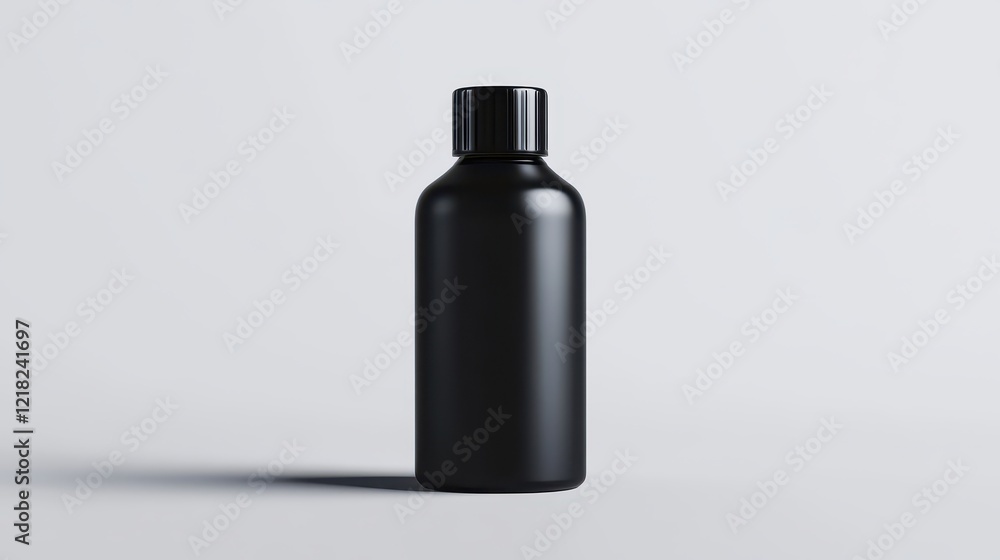 Black Bottle on Plain Background Perfect for Product Presentation, Branding, or Packaging Design Featuring Smooth Surface and Simple Design Elements for Minimalist Aesthetic Black Bottle on Plain Background Perfect for Product Presentation, Branding, or Packaging Design Featuring Smooth Surface and Simple Design Elements for Minimalist Aesthetic