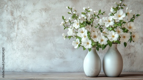 Wallpaper Mural White Spring Blossoms in Elegant Vases Torontodigital.ca