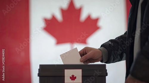Obraz na płótnie Canadians Participate in Ballot Voting for Elections Generative AI w salonie