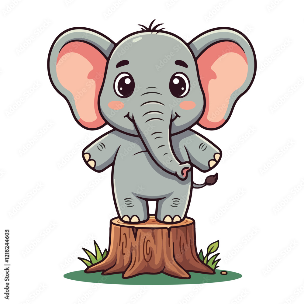 Fototapeta premium Cute Elephant Cartoon Vector Icon Illustration Animal Sport Icon Isolated Flat vector illustration