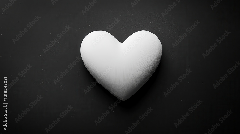 Obraz premium Isolated White Heart Symbol on Solid Black Background for Creative Projects and Design Applications
