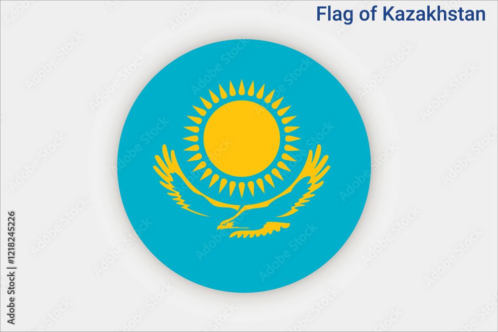 Fototapeta premium High detailed flag of Kazakhstan. National Kazakhstan flag. Asia. Europe. 3D illustration.