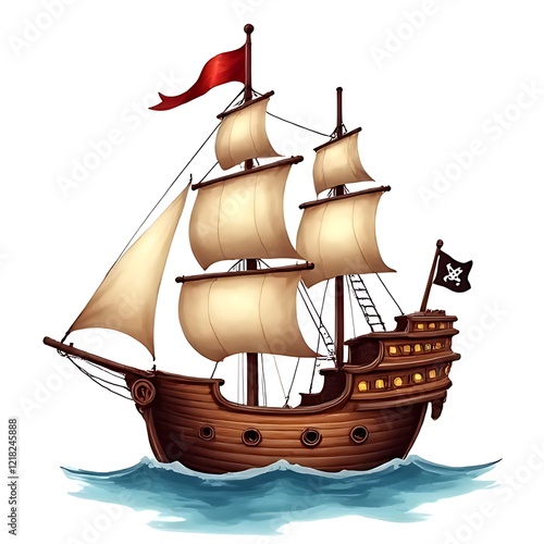 pirate ship isolated on white