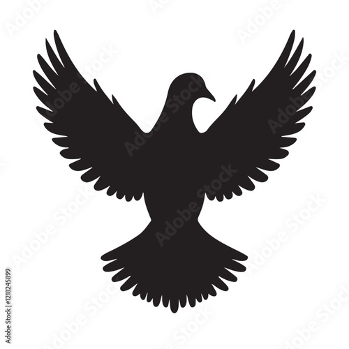 Silhouette of a Mourning Dove in Black