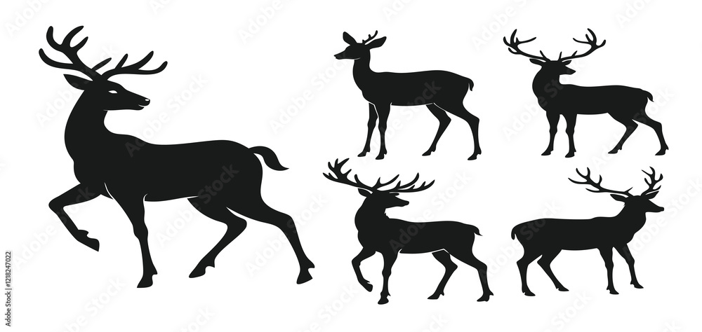 Elegant deer silhouette vector collection Elegant deer silhouette vector collection