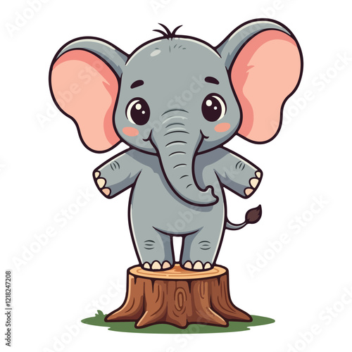 Cute Elephant Cartoon Vector Icon Illustration Animal Sport Icon Isolated Flat vector illustration photo