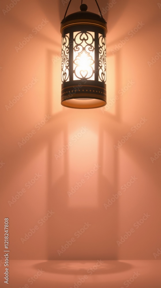 Arabic design shadow from lantern light on a plain background. Arabic design shadow from lantern light on a plain background.