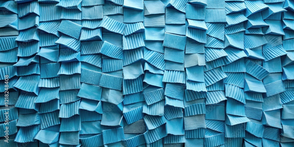 Fototapeta premium Abstract Blue Textured Surface with Irregularly Shaped Blocks Creating a Visually Intriguing Pattern